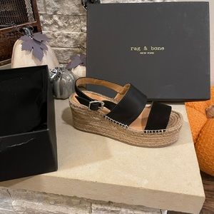 Rag and Bone New York Edie Wedge Black 6.5 NWT